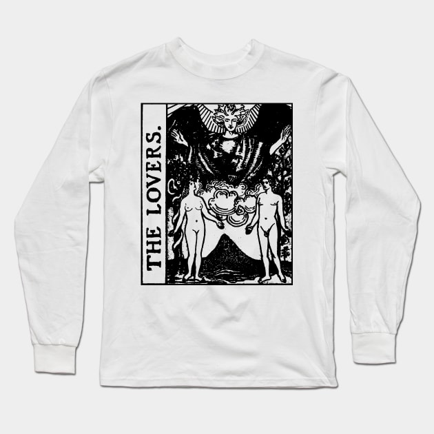 The Lovers Tarot Card Black and White Long Sleeve T-Shirt by AbundanceSeed